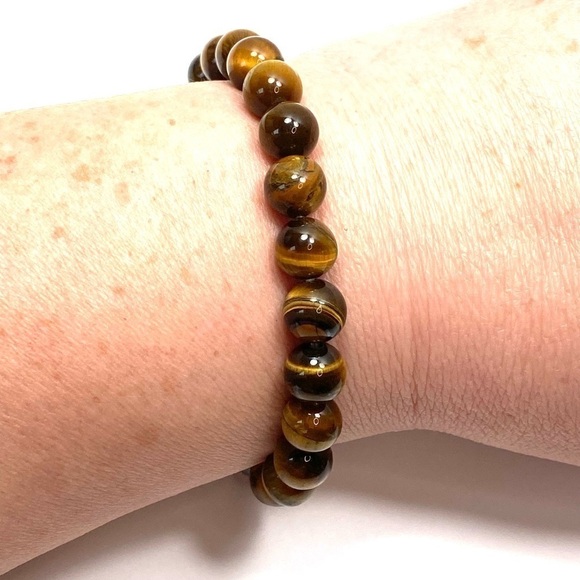 Bracelet Tiger’s Eye Stone Stretch Natural Polished Stones - Picture 5 of 5